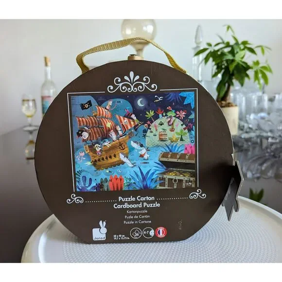 Janod Puzzle Giant Floor Puzzle ~ Pirate Ship w/ Sunken Treasure 39 pieces - Picture 2 of 16